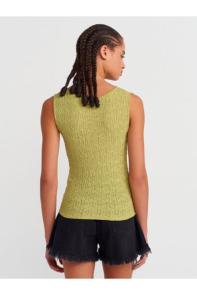 Dilvin 21016 Boat Neck Lace Top-F.Green