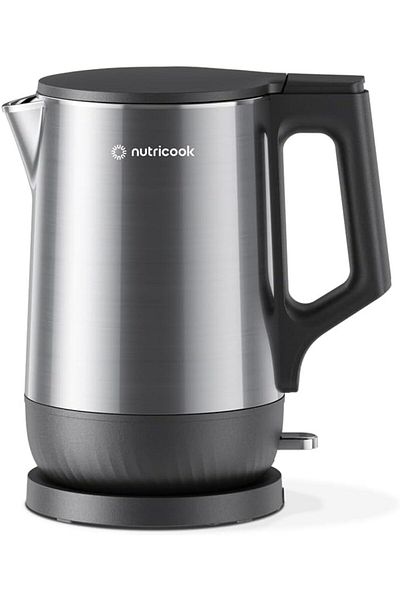 Nutricook غلاية كهربائية من الفولاذ المقاوم للصدأ سعة 1.7 لتر، 1800 واط، تصميم داخلي مقاوم للصدأ على شكل حرف U حاصل على براءة اختراع