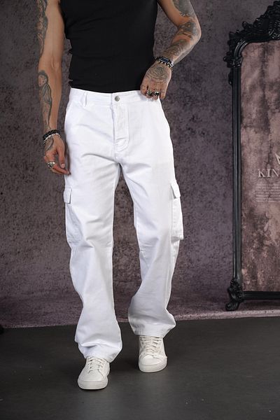 Butik TREND WE Ανδρικό τζιν παντελόνι με χαλαρή εφαρμογή φαρδιά εφαρμογή Cargo Pocket
