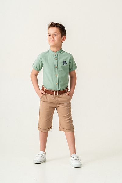 Esterella Boy's Set - Judge Collar Shirt and Belted Shorts