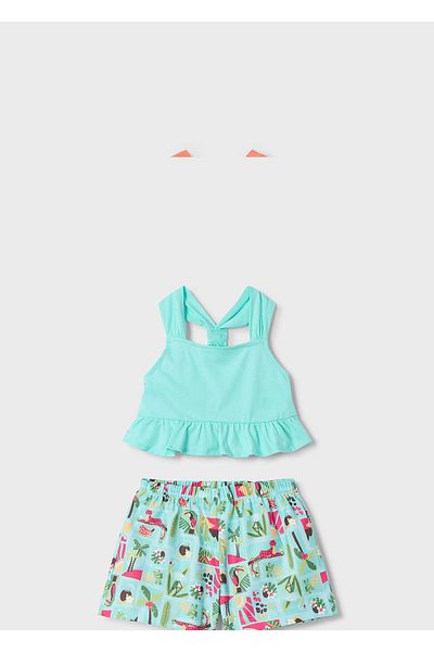 MAYORAL Girl's Printed Shorts and T-Shirt Set 3215 Turquoise