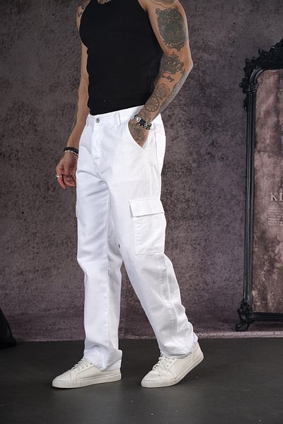 Butik TREND WE Ανδρικό τζιν παντελόνι με χαλαρή εφαρμογή φαρδιά εφαρμογή Cargo Pocket