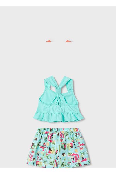 MAYORAL Girl's Printed Shorts and T-Shirt Set 3215 Turquoise