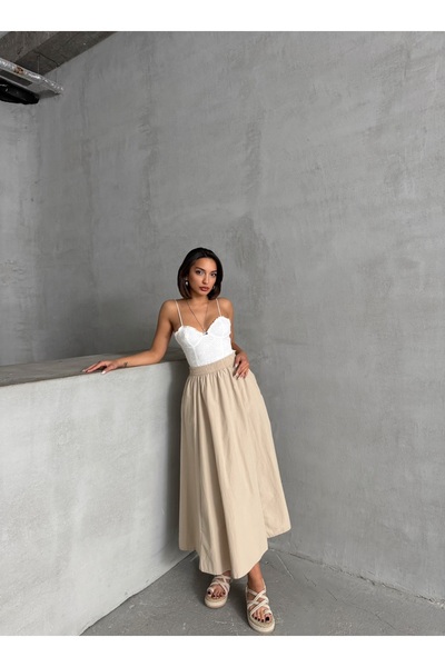 BEJNA Fusta evazată țesătă cu talie elastică de damă