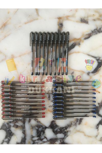 Pensan My Tech Ballpoint Pen 0.7mm 10 Blue - 10 Black - 10 Red (30 Pieces)
