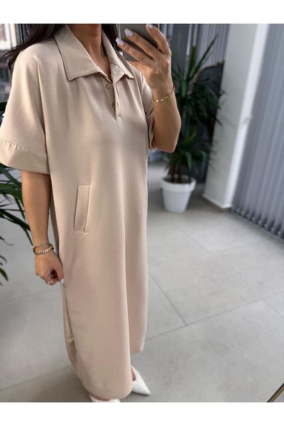 caddstore Φόρεμα Dr 8292 Stone Polo Neck Modal