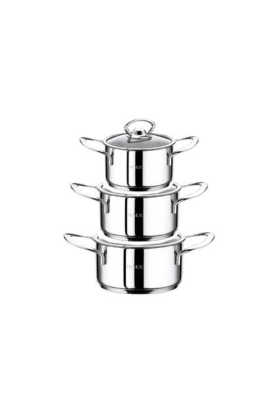 OMS Mini 3-Piece Steel Pot Set 12+14+16 cm