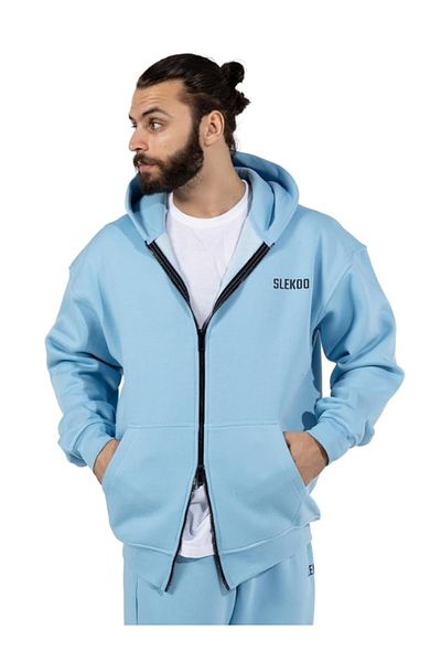 SLEKOO Oversized Zipper Hoodie for Men & Women, Unisex Cotton Fleece Pullover Sweatshirt