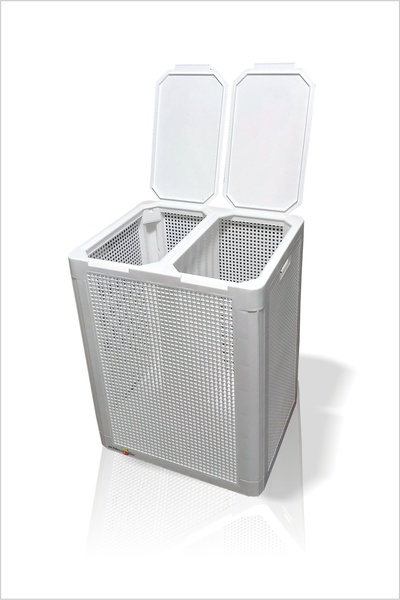 M3DECORİUM Beyaz Büyük 84 Lt. Çift Gözlü Kapaklı Demonte Ev Hediyesi Kirli Te...