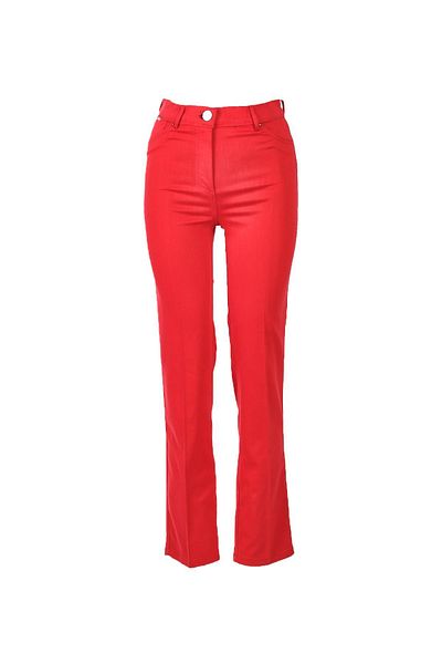 Seleste Red Regular Waist Wide Leg Women's Trousers - Y506