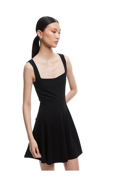 Koton Μίνι φόρεμα Crepe Scuba Fabric Αμάνικο τετράγωνο λαιμόκοψη
