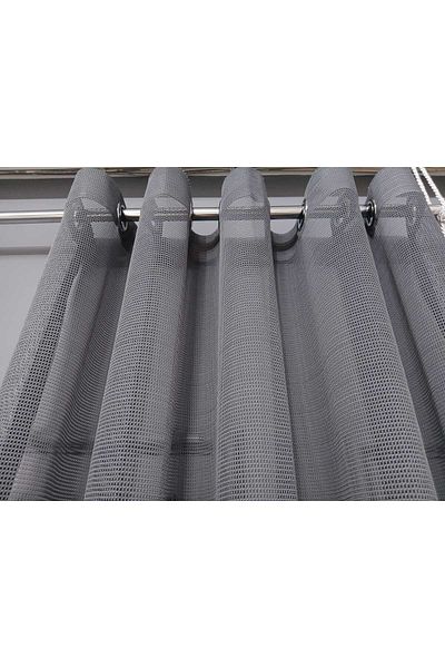farbateks Gray Mesh Rustic Tulle Curtain Eyelet Curtain Rustic Tulle Curtain