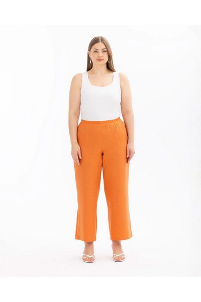 Gala-Xi Orange Elastic Waist Women's Trousers - Large Size14242107001032