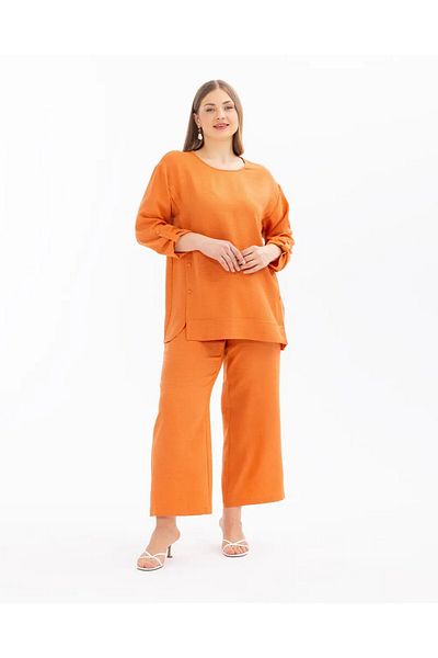 Gala-Xi Orange Elastic Waist Women's Trousers - Large Size14242107001032