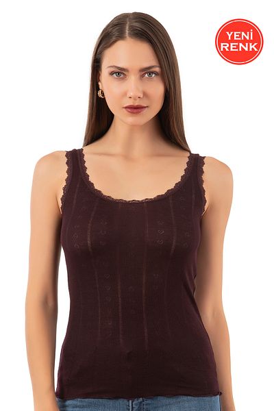 ÖZKAN underwear Özkan 23493 Women's Transfer Ribbed Flexible Soft Thick Strap Tank Top
