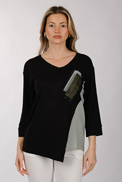 DAIDO Γυναικείο μπλουζάκι Oversize V Neck 3/4 μανίκι - Μινιμαλιστικό σχέδιο