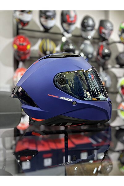AXXIS Panther Mat Lacivert İridyum Vizörlü (+1 Şeffaf Vizör)