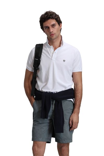 Lufian Laon Smart ανδρικό μπλουζάκι πόλο Slim Fit Λευκό