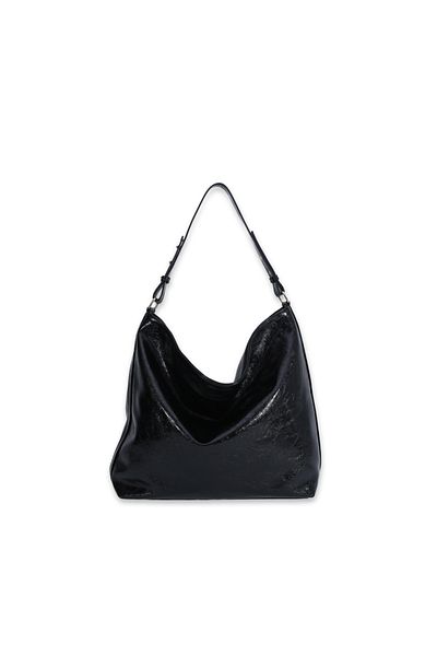 Sun Pieces Medison Black Faux Leather Tote Shoulder Bag