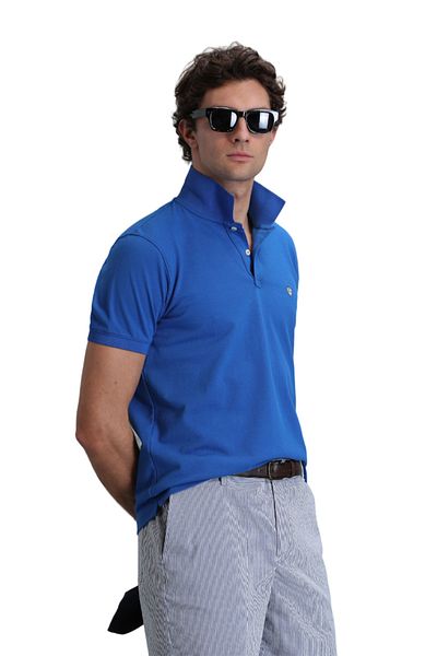 Lufian Tricou Saks cu mânecă scurtă cu gât polo pentru bărbați 111040164