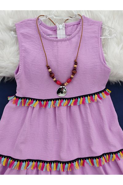 Kerimino Girl's Dress with Tasseled Necklace