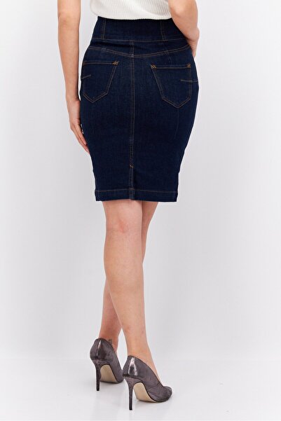 Esprit Women Dark Washed Denim Midi Skirt, Navy