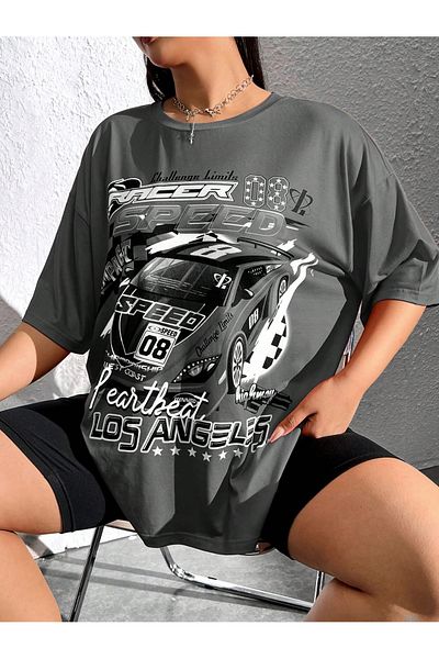 JANSO GROUP - Women's Plus Size Los Angeles Printed Short Sleeve Tshir Oversize Cotton Fabric