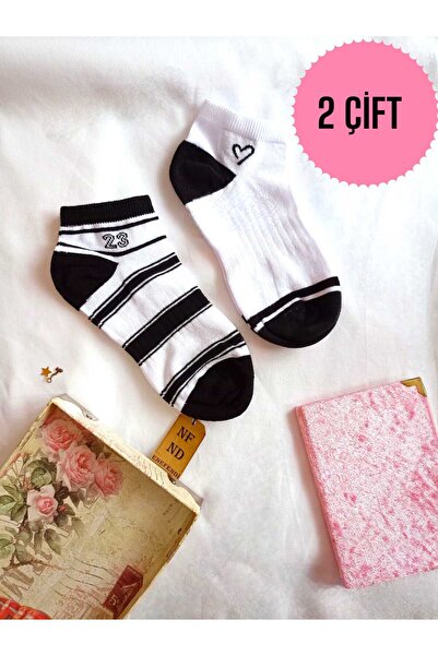 ENEFENDİ زوجان من الجوارب النسائية، جوارب قطنية قصيرة منقوشة عند الأصابع، جوا...