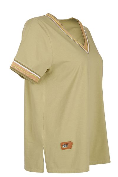 Vedi -Bb Women's Oversize V-Neck Minimalist T-Shirt - Short Sleeve