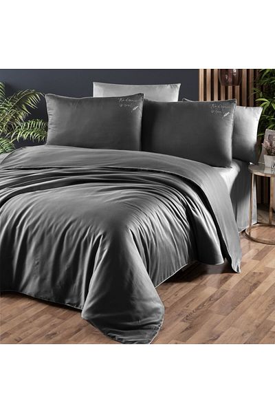 First Choice Lenjerie de pat, antracit, bumbac satin de lux 6 piese, First Choice, Timeless, The dream is real