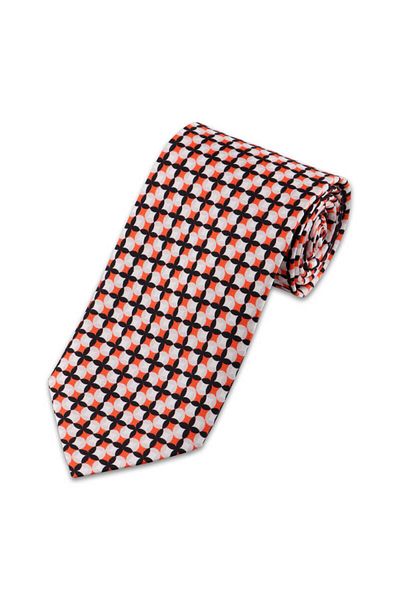 Bursa İpek Orange Patterned Silk Tie