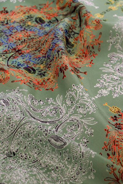 Bursa İpek Χακί Ethnic Pattern Μαλακό Σάλι