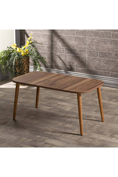 Devin Dekor Mobilya Orta Sehpa Kare Ahşap Torna Ayak Ceviz