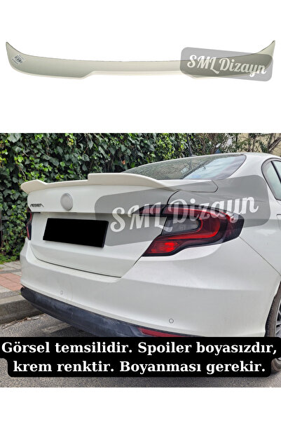SML Dizayn Fiat Egea Spoiler Egea Bagaj Üstü Yarasa Spoiler-Spoyler-Spoylır-Çıta 2015-2024 Boyasız Plastik