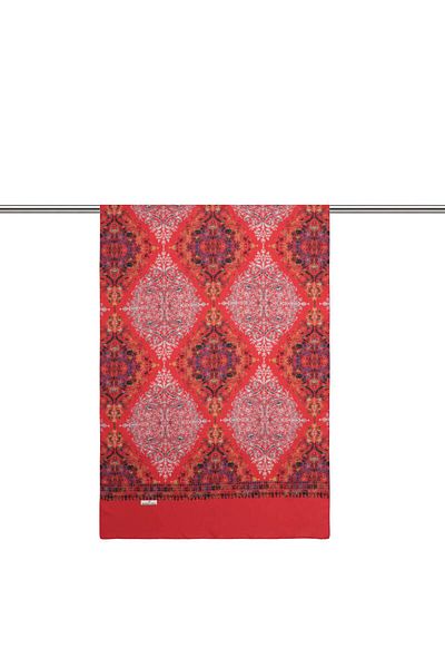 Bursa İpek Coral Ethnic Pattern Soft Shawl