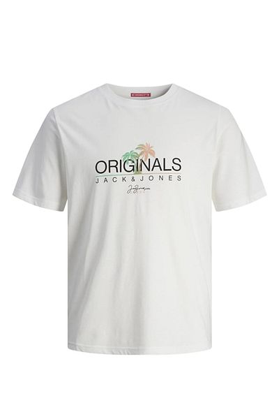 Jack & Jones Jack&Jones Men's White T-Shirt - O-Neck, Comfortable Fit, Printed, Short Sleeve12255238