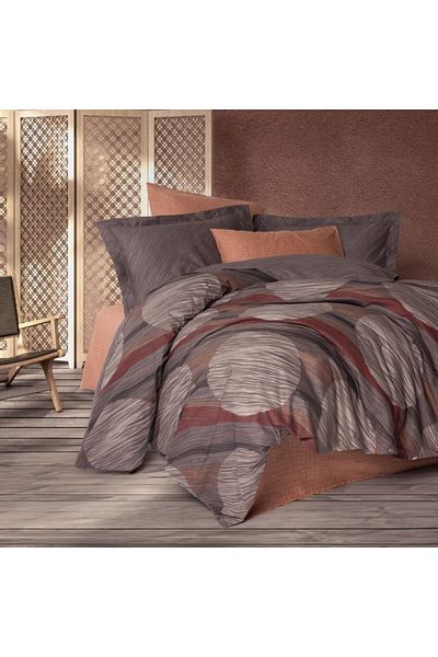 Cotton Box Single bed linen with circles, 100% cotton ranforce, Cotton Box, Fluss Cinnamon
