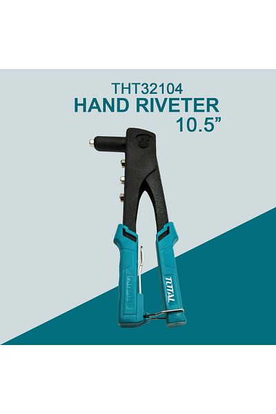 TOTAL Hand Riveter 10.5 Inch with 4 Nozzles for 2.4mm to 4.8mm Rivets – Heavy Duty Rivet Tool