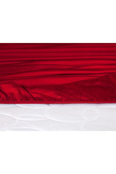 Madame Coco Ciel Single Plus 100% Cotton Elastic Satin Bed Sheet - Red