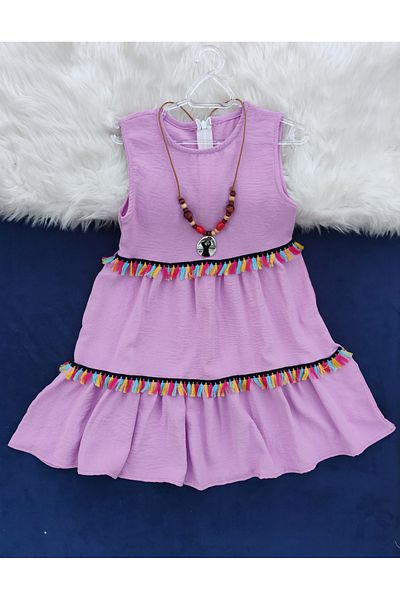 Kerimino Girl's Dress with Tasseled Necklace