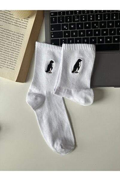 AYDK Sad White Lonely Penguin Embroidered Summer Winter Unisex Fun Single Socks
