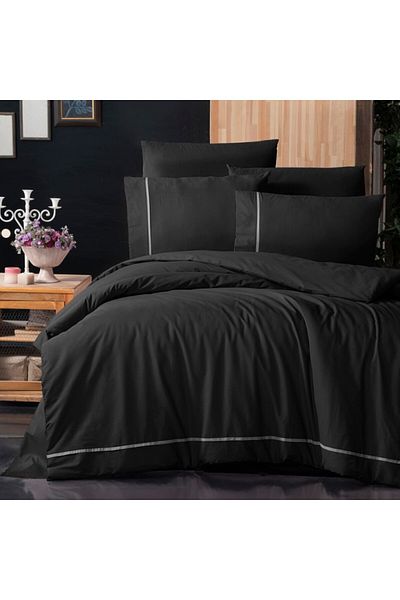 First Choice Lenjerie de pat bumbac ranforce de lux 6 piese, First Choice, Alisa negru