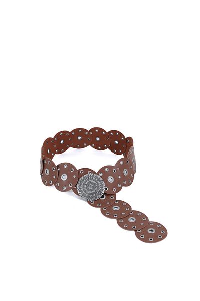 Sun Pieces Vegan Leather Vintage Round Cut Studded Bohemian Belt, Women's Belt