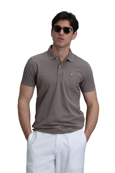 Lufian Smart ανδρικό μπλουζάκι Polo Slim Fit - Γήινος τόνος