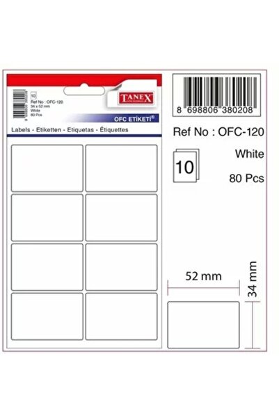 Tanex Ofc-120 (52 mm * 34 mm) White Office Label- (5 Pack)