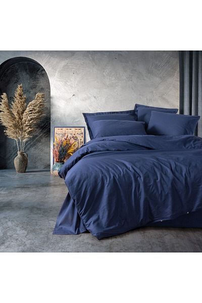 Cotton Box Lenjerie pat dublu bumbac 100% ranforce, Cotton Box, Plain Dark Blue
