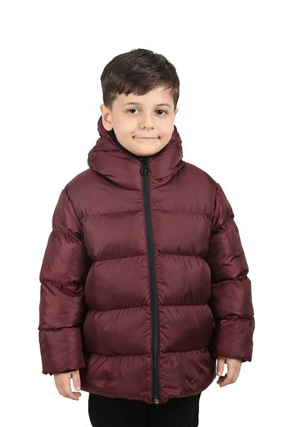 Outriverkids Sports Boy's Burgundy Fleece Hooded Waterproof Wind Resistant Winter Coat