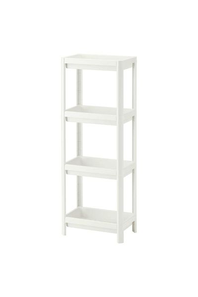 IKEA VESKEN Shelf Unit, White , 37x23x101 cm –  Plastic Storage Unit with Multiple Shelves