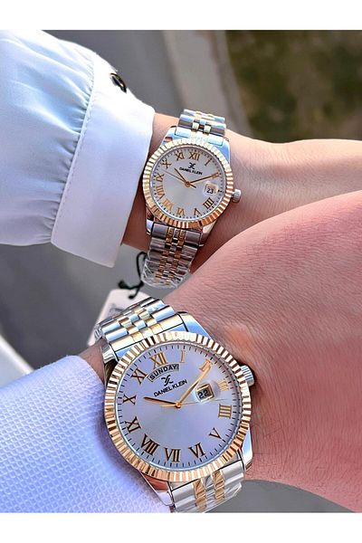 Daniel Klein 5 Atm Waterproof Couple Watch - with Mr & Steel Band, Custom Cf.Dk.10010.6