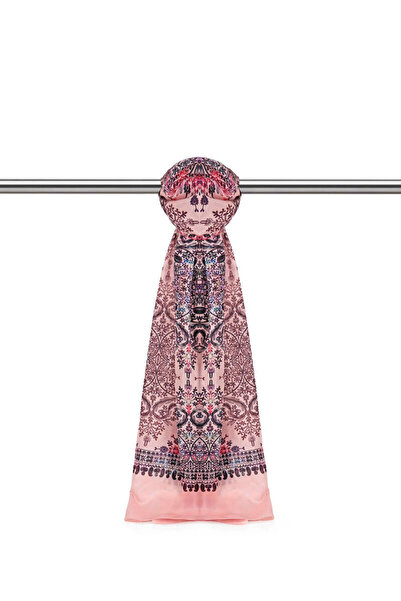 Bursa İpek Pink Ethnic Pattern Soft Shawl